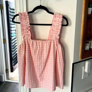AQUA Pink + White Gingham Tank Size Large